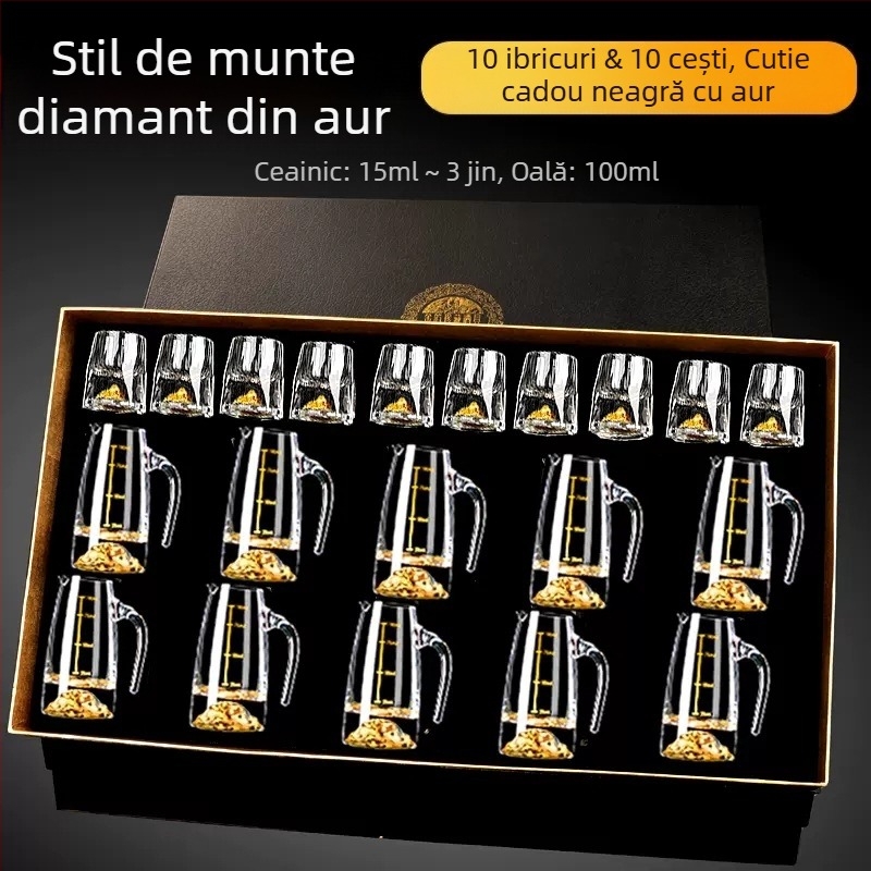 Cupă cu picătură fațetată, sticlă de cristal creativă, folie de aur, pahar de vin alb, pahar de băuturi spirtoase, en-gros