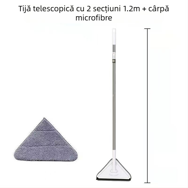 Mop triunghiular nou, extra mare, rotativ la 360 de grade, pentru curățarea pereților de sticlă, tavanelor, podelelor și podelelor din lemn
