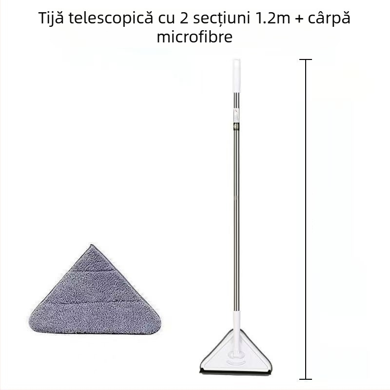 Mop triunghiular nou, extra mare, rotativ la 360 de grade, pentru curățarea pereților de sticlă, tavanelor, podelelor și podelelor din lemn