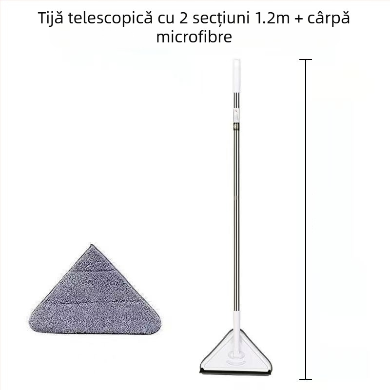 Mop triunghiular nou, extra mare, rotativ la 360 de grade, pentru curățarea pereților de sticlă, tavanelor, podelelor și podelelor din lemn