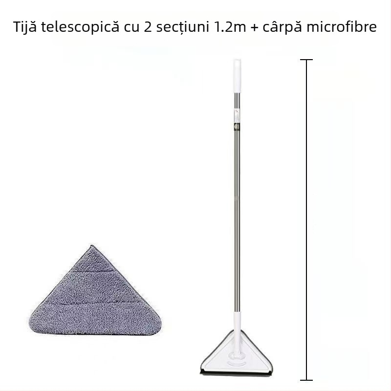 Mop triunghiular nou, extra mare, rotativ la 360 de grade, pentru curățarea pereților de sticlă, tavanelor, podelelor și podelelor din lemn
