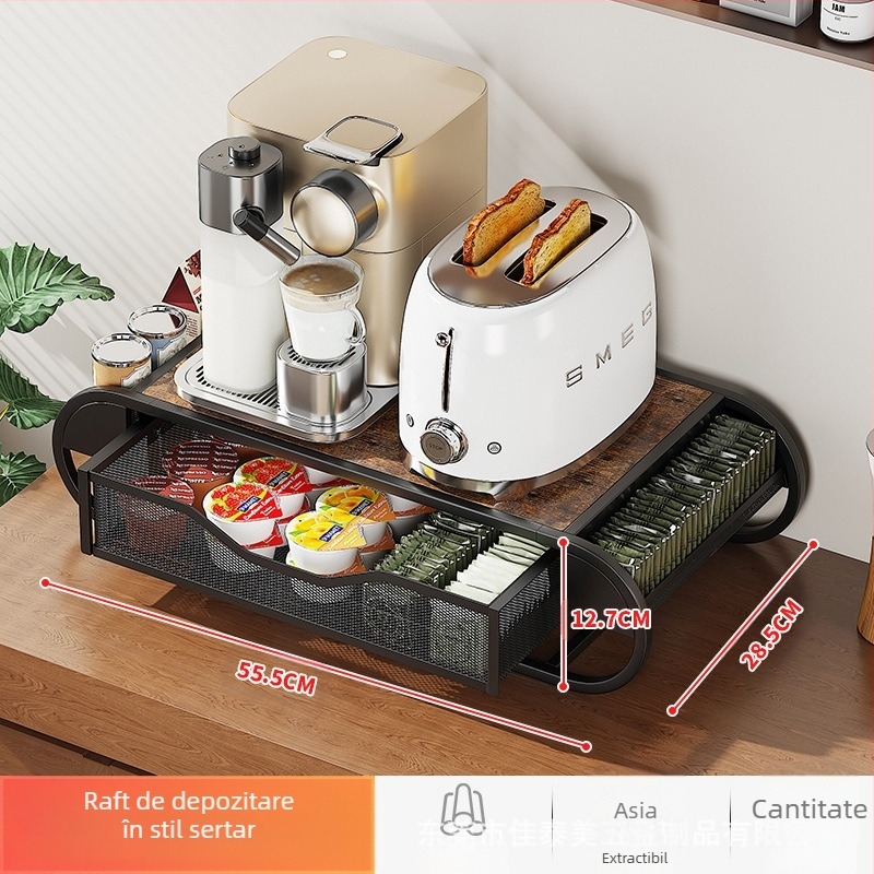 Suport pentru depozitarea capsulelor de cafea, nou, tip sertar, Duoqu Kusi, cutie de depozitare a capsulelor, raft metalic din lemn pentru depozitarea cafelei