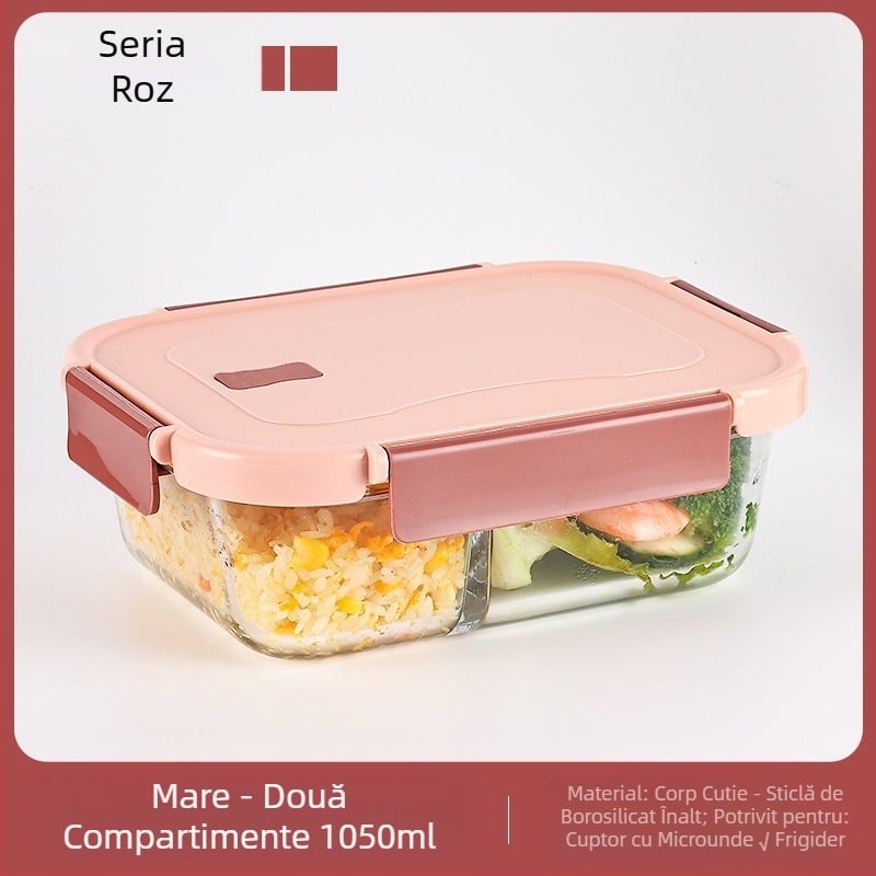 Cutie de prânz pentru angajați de birou, cu microunde, încălzire, frigider pentru alimente, cutie de prânz cu fructe de mare capacitate, sigilată, conservare a căldurii, rezistență la căldură