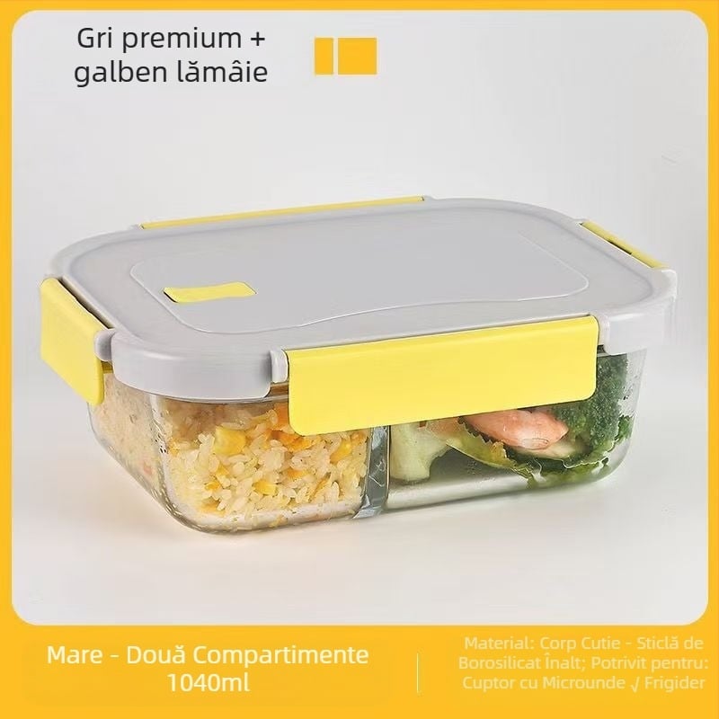 Cutie de prânz pentru angajați de birou, cu microunde, încălzire, frigider pentru alimente, cutie de prânz cu fructe de mare capacitate, sigilată, conservare a căldurii, rezistență la căldură