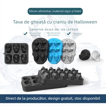 Înghețată cu craniu exploziv transfrontalieră, 10 forme de ciocolată de Halloween, creative, de casă, din silicon, cu pâlnie