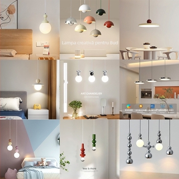 Candelabru modern minimalist UFO pentru restaurant, personalitate creativă, stil crem, dormitor, noptieră, candelabru mic, lampă pentru camera copiilor, cameră de studiu