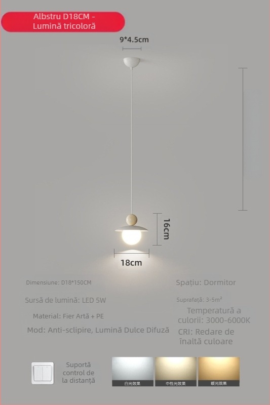 Candelabru modern minimalist UFO pentru restaurant, personalitate creativă, stil crem, dormitor, noptieră, candelabru mic, lampă pentru camera copiilor, cameră de studiu
