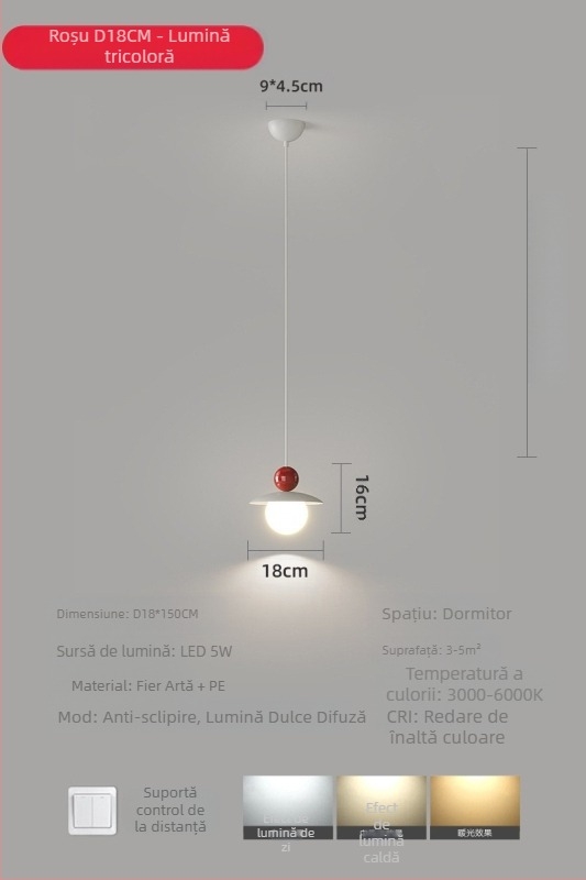Candelabru modern minimalist UFO pentru restaurant, personalitate creativă, stil crem, dormitor, noptieră, candelabru mic, lampă pentru camera copiilor, cameră de studiu