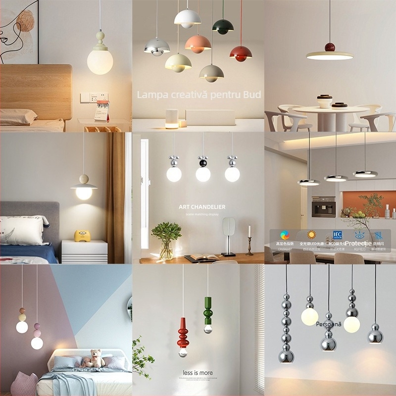 Candelabru modern minimalist UFO pentru restaurant, personalitate creativă, stil crem, dormitor, noptieră, candelabru mic, lampă pentru camera copiilor, cameră de studiu