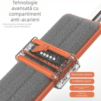 Mop de 50 cm, mop fără mâini, mop de uz casnic, mop plat pentru podea, mop absorbant de apă, mop leneș pentru podea
