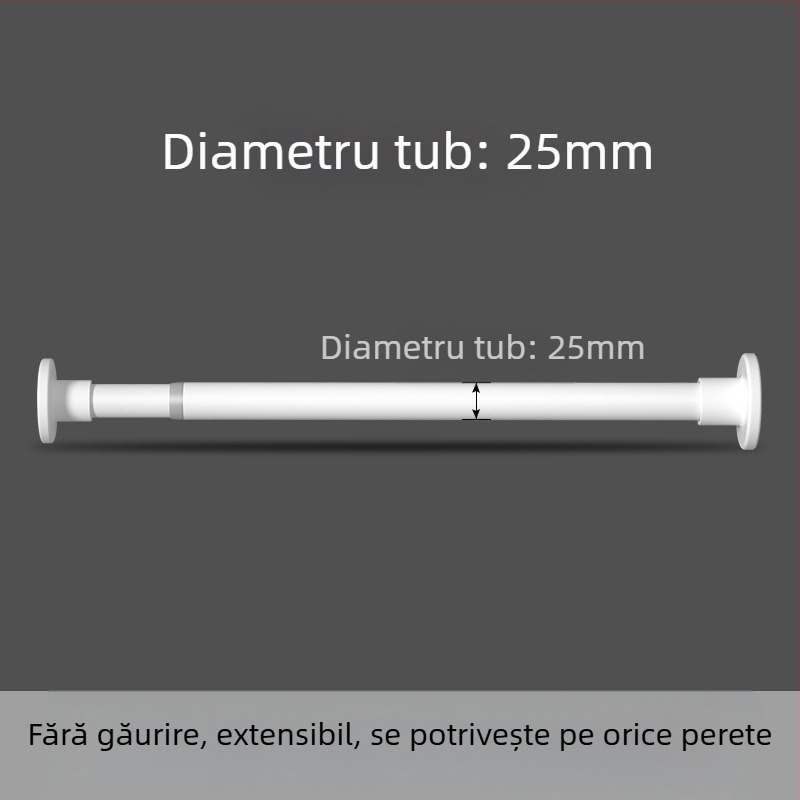 Tijă telescopică fără perforare, tijă de uscare a hainelor pentru balcon, tijă de suport pentru dulap, tijă de perdea pentru baie, tijă de agățat pentru perdea de duș, tijă de uscare a hainelor