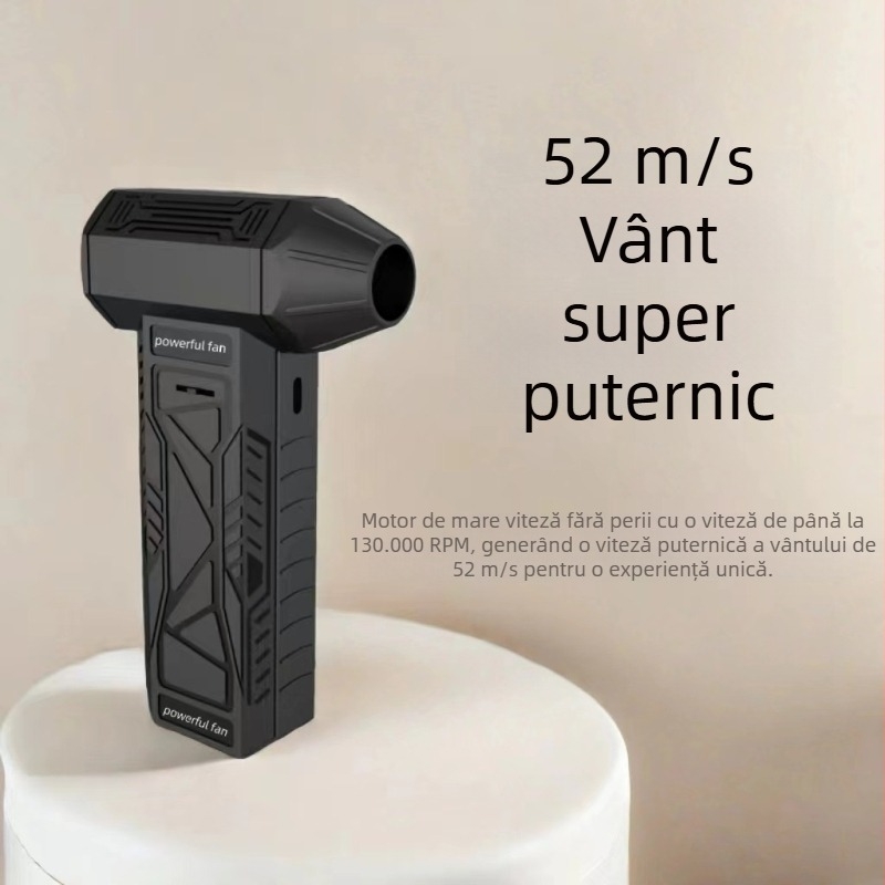 Uscător de păr portabil wireless cu viteză variabilă, ventilator turbo de mare viteză, încărcare USB, camping, îndepărtare a prafului asistată de combustie