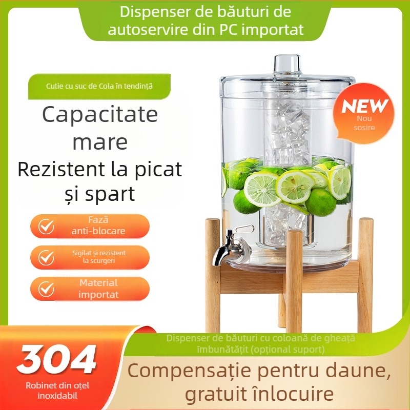 Butoi de cola cu autoservire pentru băuturi, cu robinet din oțel inoxidabil, cutie de suc de mare capacitate, butoi de bere, trepied comercial pentru suc