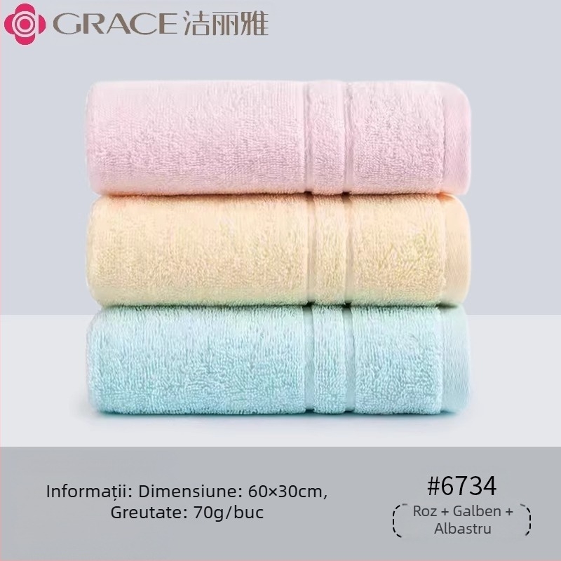 3 buc. Jieliya prosop de bumbac 2024, bumbac nou, clasa A, absorbant, fără păr, pentru spălarea feței de uz casnic, prosop de față pentru adulți