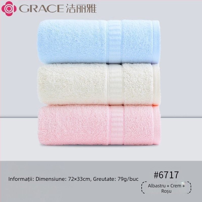 3 buc. Jieliya prosop de bumbac 2024, bumbac nou, clasa A, absorbant, fără păr, pentru spălarea feței de uz casnic, prosop de față pentru adulți