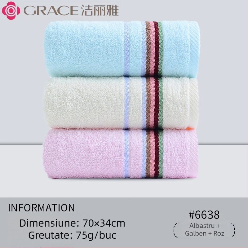 3 buc. Jieliya prosop de bumbac 2024, bumbac nou, clasa A, absorbant, fără păr, pentru spălarea feței de uz casnic, prosop de față pentru adulți