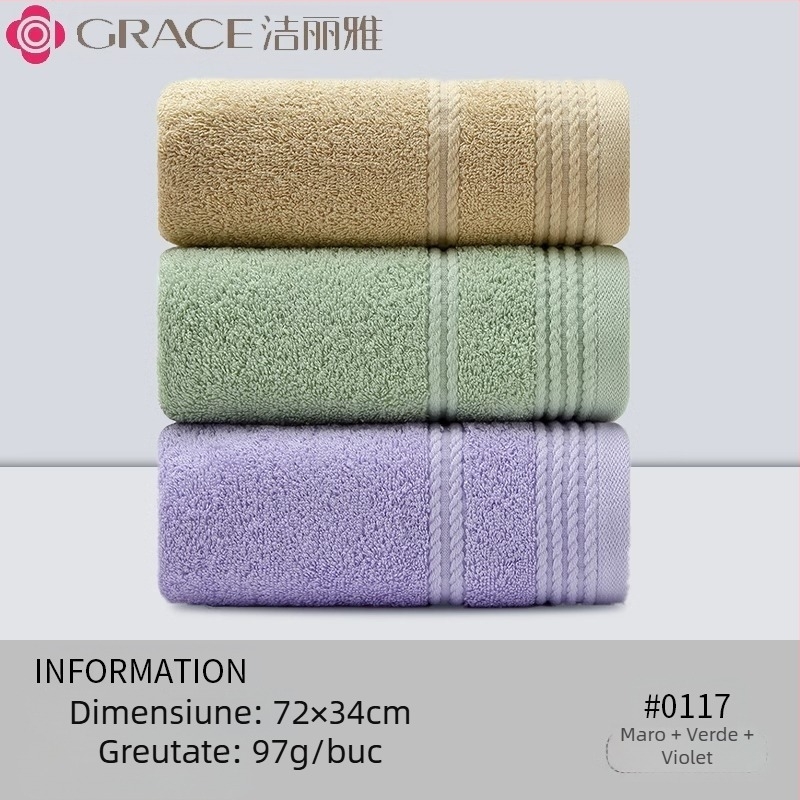 3 buc. Jieliya prosop de bumbac 2024, bumbac nou, clasa A, absorbant, fără păr, pentru spălarea feței de uz casnic, prosop de față pentru adulți