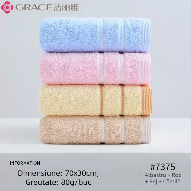 3 buc. Jieliya prosop de bumbac 2024, bumbac nou, clasa A, absorbant, fără păr, pentru spălarea feței de uz casnic, prosop de față pentru adulți