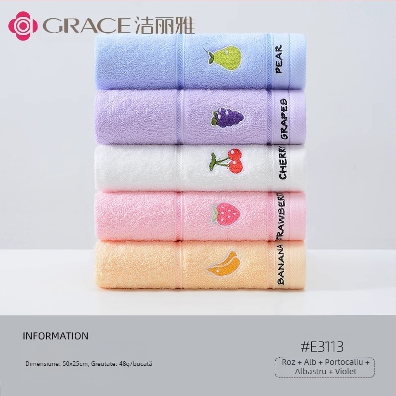 3 buc. Jieliya prosop de bumbac 2024, bumbac nou, clasa A, absorbant, fără păr, pentru spălarea feței de uz casnic, prosop de față pentru adulți