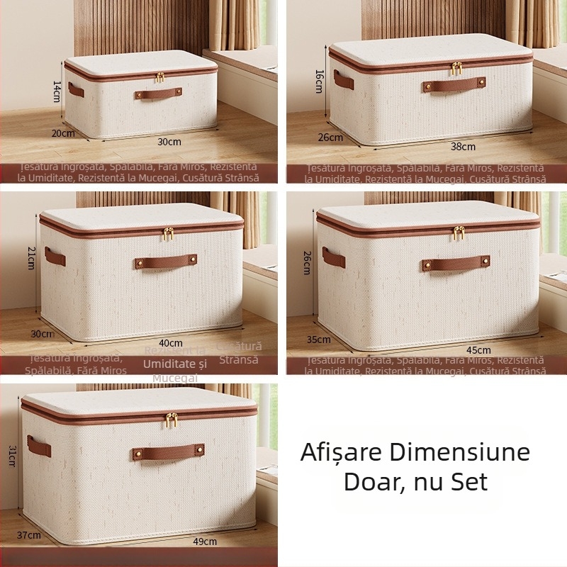 Cutie de depozitare cu fermoar, cutie de depozitare sezonieră pentru dormitor, cu capac, cutie de depozitare pentru lenjerie intimă și șosete, cutie de sortare