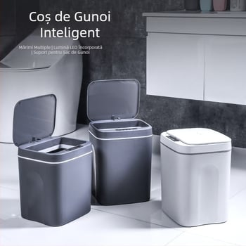 Coș de gunoi inteligent nou, senzor de baie, impermeabil, coș de gunoi din plastic creativ, coș de gunoi inteligent pentru casă, en-gros