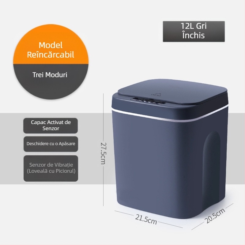 Coș de gunoi inteligent nou, senzor de baie, impermeabil, coș de gunoi din plastic creativ, coș de gunoi inteligent pentru casă, en-gros