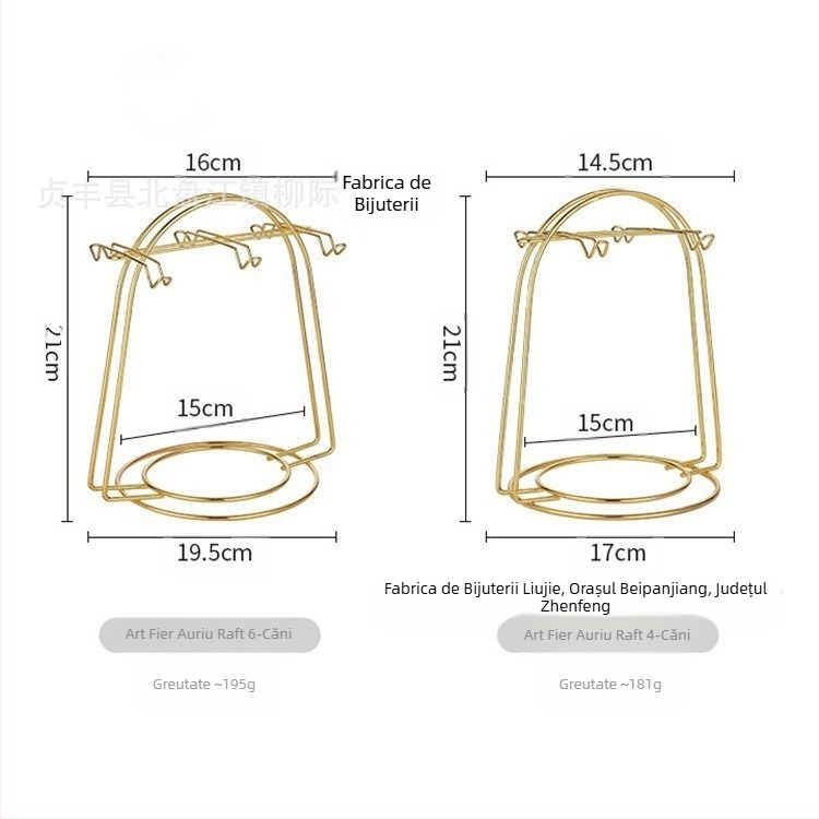 Suport pentru căni de cafea din fier, suport pentru 4 căni și 6 căni, suport pentru căni de cafea, cârlig, suport pentru depozitare, suport pentru bază