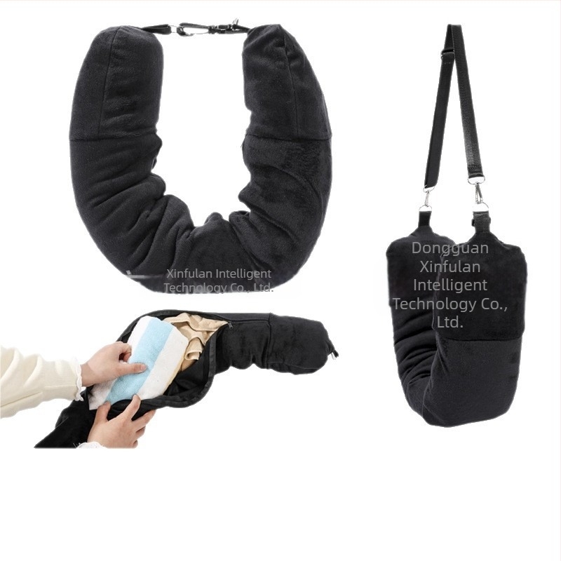 Tetieră nouă de călătorie, moale, din pluș, căptușită, pentru haine, bagaje, față de pernă, tetieră portabilă în formă de U multifuncțională în aer liber