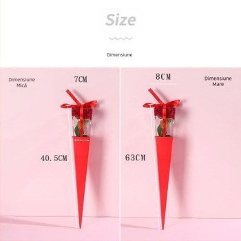 Cutie cadou pliabilă din PVC pentru flori, cutie de ambalare pentru un singur buchet, cutie de flori eterne pentru export, cutie DIY pentru trandafiri, cu ridicata