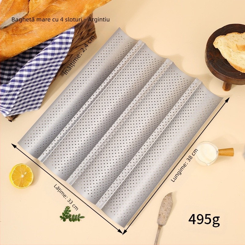 Suport pentru pâine franțuzească Baghetă franțuzească Baghetă 4 pare 3 pare Baghetă franțuzească Tavă de copt pentru baghetă Formă antiaderentă Formă de copt pentru aluat