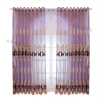 ZQ nouă perdea de perete din catifea cu broderie, living, balcon, studiu, restaurant, finisaj violet european, vilă, de la podea până la tavan, pentru fereastră