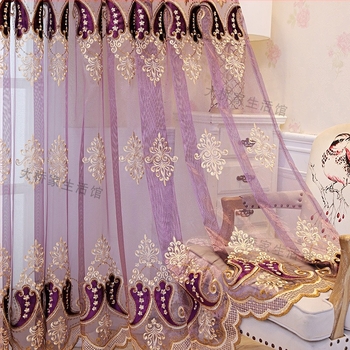 ZQ nouă perdea de perete din catifea cu broderie, living, balcon, studiu, restaurant, finisaj violet european, vilă, de la podea până la tavan, pentru fereastră