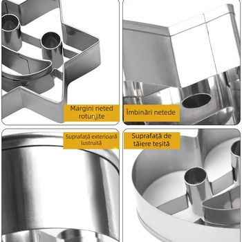 Set de 4 forme de biscuiți din oțel inoxidabil, în stoc, cu formă de față zâmbitoare, forme de fructe, set de instrumente de copt pentru acasă