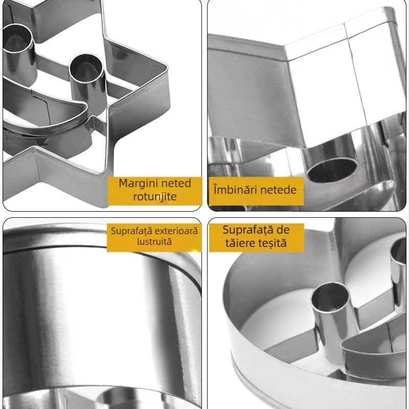 Set de 4 forme de biscuiți din oțel inoxidabil, în stoc, cu formă de față zâmbitoare, forme de fructe, set de instrumente de copt pentru acasă