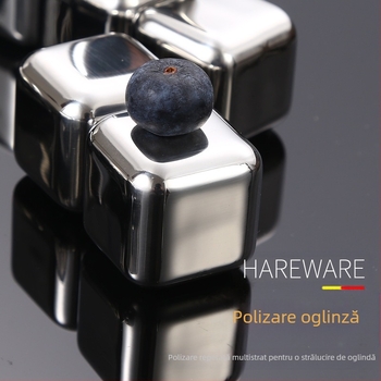 Set de gheață din oțel inoxidabil 304, vânzare la cald, set de gheață neporos pentru whisky, cuburi de gheață metalice congelate rapid, furnizare directă din fabrică