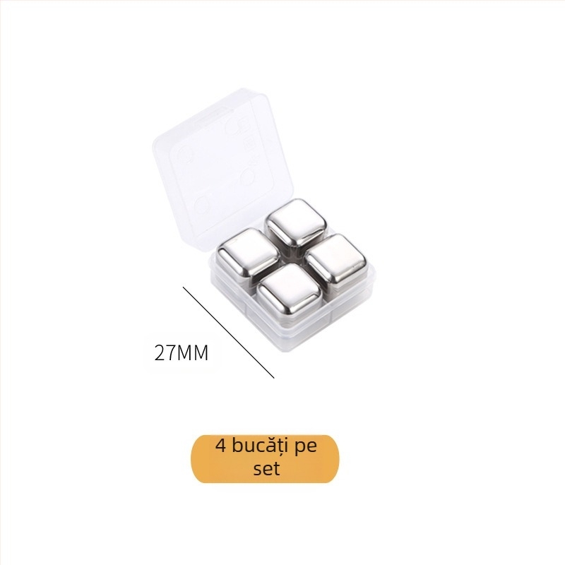 Set de gheață din oțel inoxidabil 304, vânzare la cald, set de gheață neporos pentru whisky, cuburi de gheață metalice congelate rapid, furnizare directă din fabrică