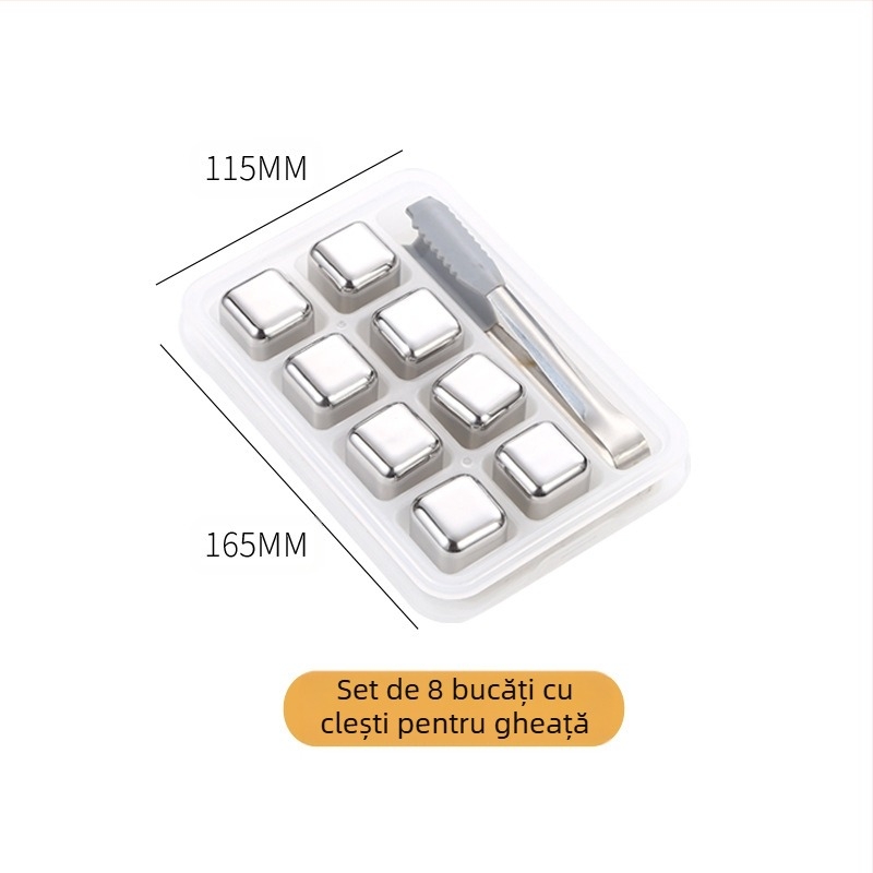Set de gheață din oțel inoxidabil 304, vânzare la cald, set de gheață neporos pentru whisky, cuburi de gheață metalice congelate rapid, furnizare directă din fabrică