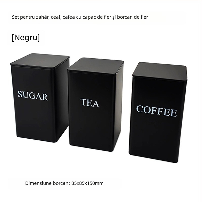 Borcan pătrat cu capac de bambus, cutie de fier, borcan simplu, stil european și american, pentru cafea, bomboane, ceai, borcan sigilat din tablă de oțel, ambalaj metalic