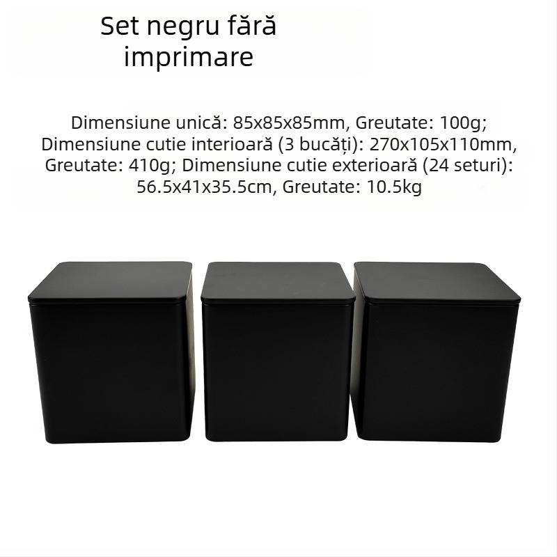 Borcan pătrat cu capac de bambus, cutie de fier, borcan simplu, stil european și american, pentru cafea, bomboane, ceai, borcan sigilat din tablă de oțel, ambalaj metalic