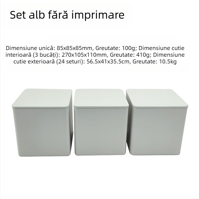 Borcan pătrat cu capac de bambus, cutie de fier, borcan simplu, stil european și american, pentru cafea, bomboane, ceai, borcan sigilat din tablă de oțel, ambalaj metalic