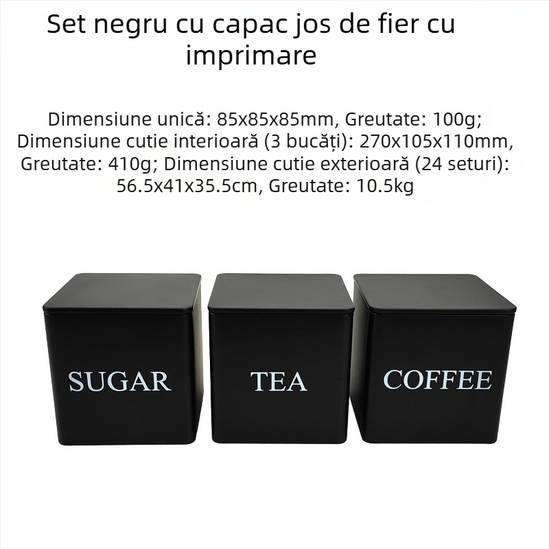 Borcan pătrat cu capac de bambus, cutie de fier, borcan simplu, stil european și american, pentru cafea, bomboane, ceai, borcan sigilat din tablă de oțel, ambalaj metalic