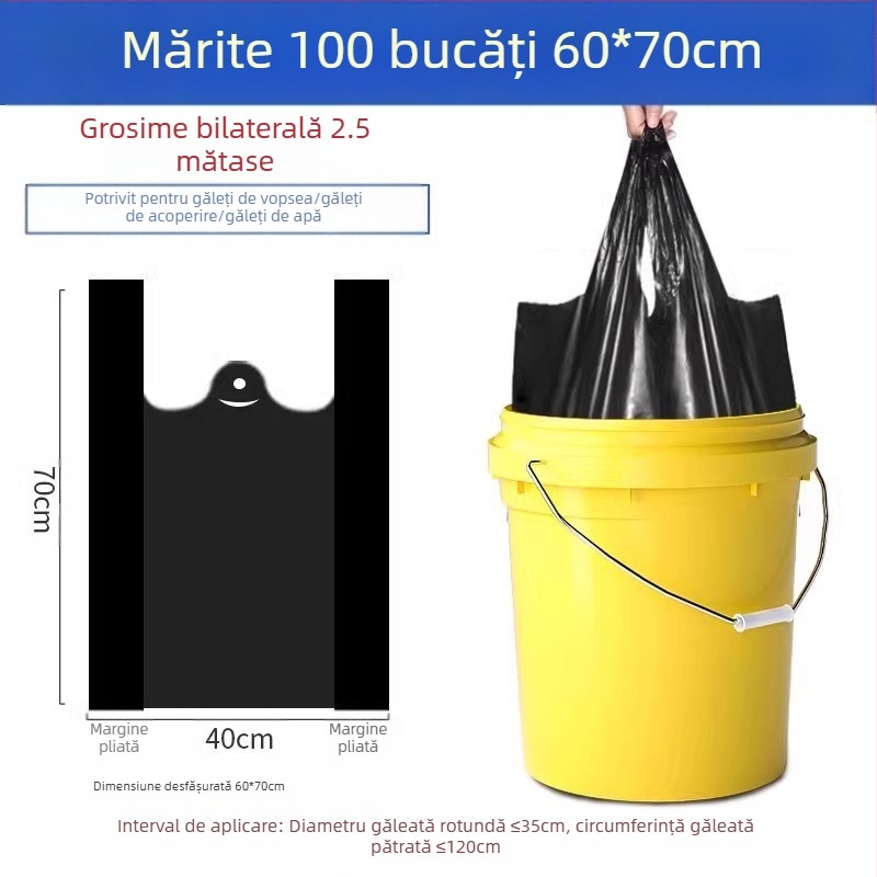 Sac de gunoi mare, gros, nu se sparge ușor, geantă de bucătărie portabilă de uz casnic, vestă comercială, geantă de plastic, lot