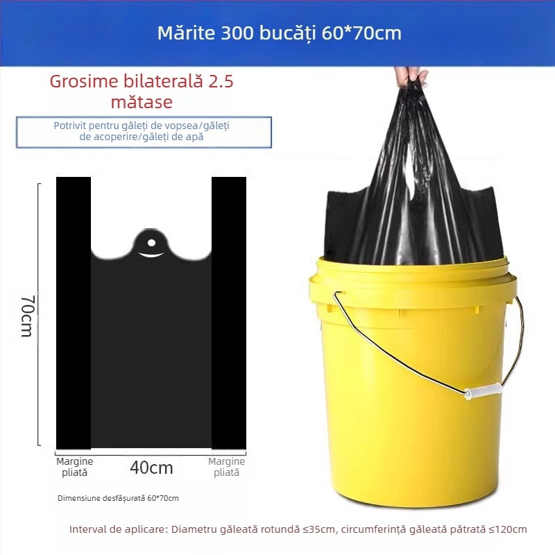 Sac de gunoi mare, gros, nu se sparge ușor, geantă de bucătărie portabilă de uz casnic, vestă comercială, geantă de plastic, lot