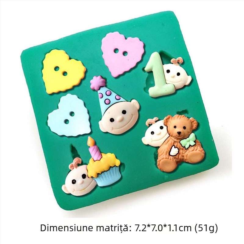 Mucegai de silicon cu model de zână a florilor, iepure, ursuleț, bebeluș, matriță de decorare pentru tort fondant, lucrat manual, DIY