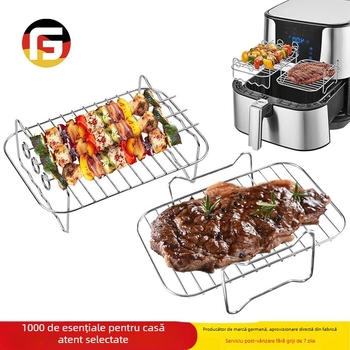 Friteuză cu aer pătrată Amazon Explosions, cu grilă pentru copt și plasă pentru friteuză cu aer, grătar pentru aburi