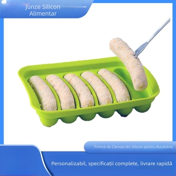 Mucegai din silicon Spot Homemade DIY cu șase legături pentru cârnați cu capac, mucegai pentru hot dog, mucegai din silicon pentru șuncă de copt