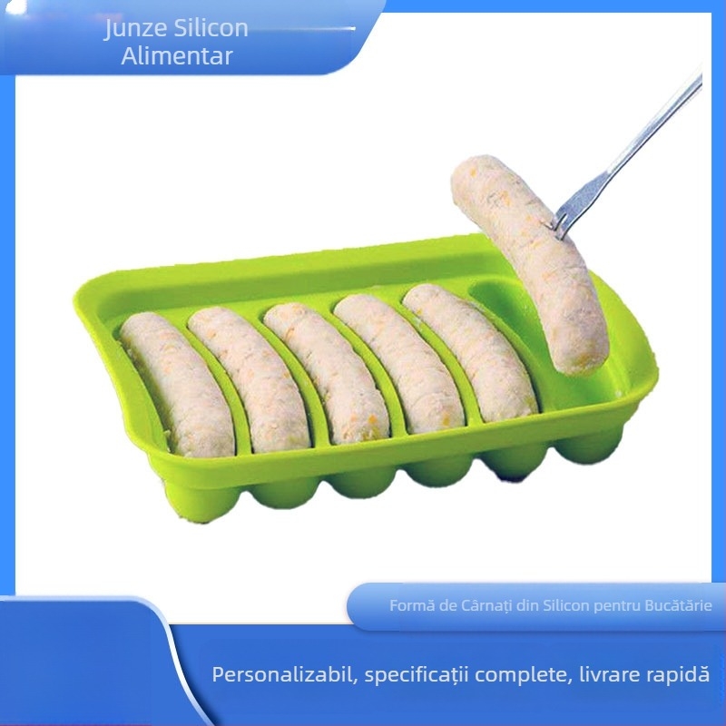 Mucegai din silicon Spot Homemade DIY cu șase legături pentru cârnați cu capac, mucegai pentru hot dog, mucegai din silicon pentru șuncă de copt