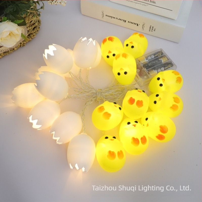 Lumini decorative colorate cu LED-uri creative pentru dormitor, decorațiuni intermitente cu ouă de Paște și morcovi, șir de lumini intermitent