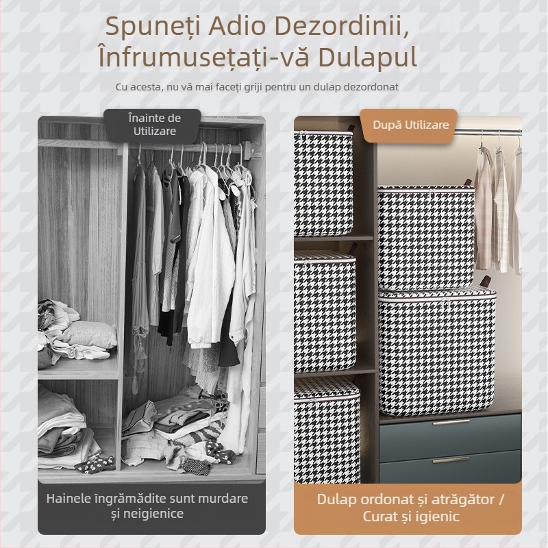 Geantă de depozitare a hainelor cu pătură de mare capacitate, model stofă, cutie de depozitare rezistentă la umiditate, finisare, geantă de ambalare pentru mutare - achiziție zero