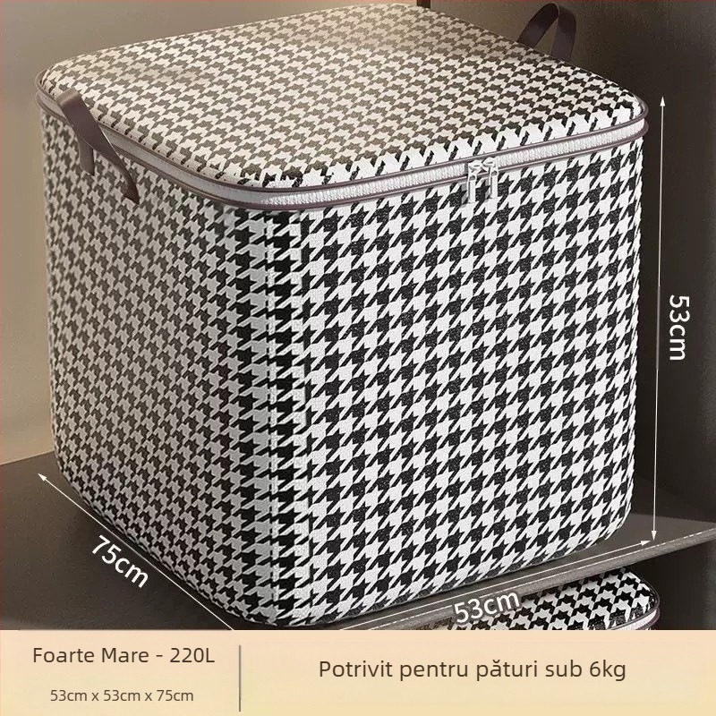 Geantă de depozitare a hainelor cu pătură de mare capacitate, model stofă, cutie de depozitare rezistentă la umiditate, finisare, geantă de ambalare pentru mutare - achiziție zero